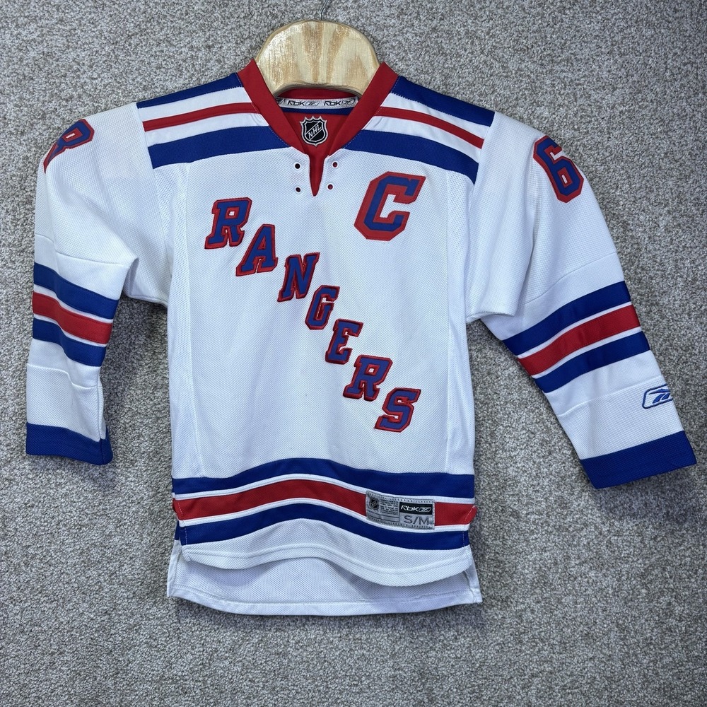 New York Rangers Hockey Jersey Boys Medium White NHL Hockey Reebok Jagr 68 Youth